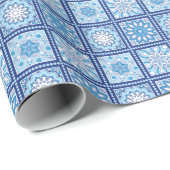 Blue and White Square Mandala Cadeaupapier (Rol Hoek)