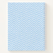 Blue And White Squiggly Chevron Zigzag With Name Notitieboek (Achterkant)