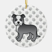 Blue and White Staffordshire Bull Terrier Dog Keramisch Ornament (Voorkant)