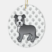 Blue and White Staffordshire Bull Terrier Dog Keramisch Ornament (Links)