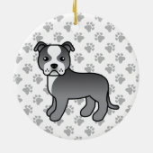 Blue and White Staffordshire Bull Terrier Dog Keramisch Ornament (Achterkant)