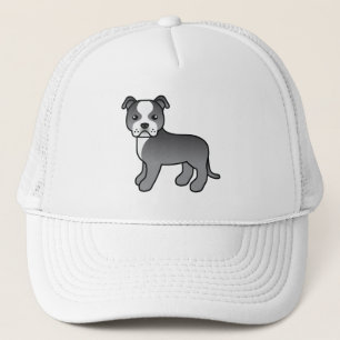Blue and White Staffordshire Bull Terrier Dog Trucker Pet