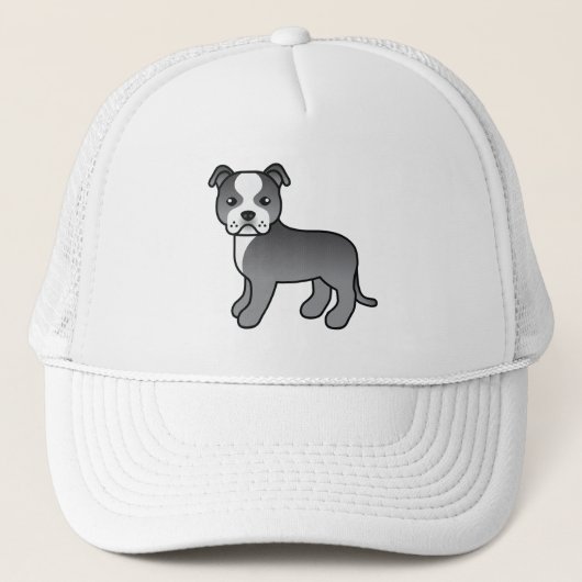 Blue and White Staffordshire Bull Terrier Dog Trucker Pet (Voorkant)