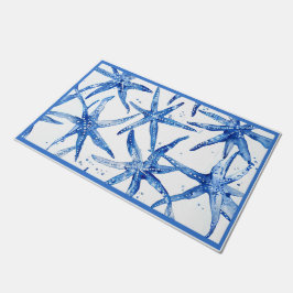Blue and White Starfish Doormat Deurmat