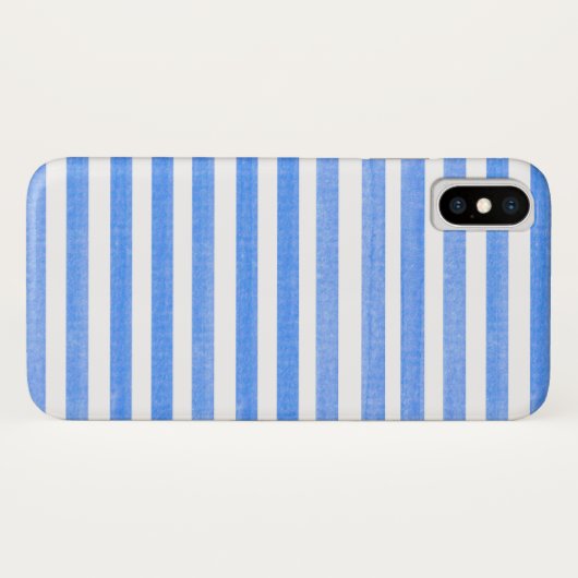 Blue and White Stripe iPhone X Hoesje (Achterkant (horizontaal))