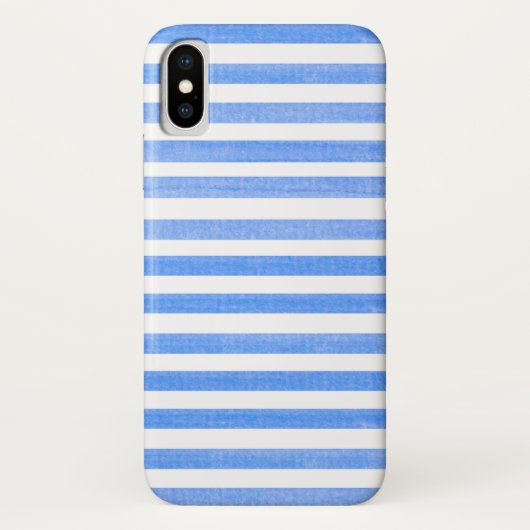 Blue and White Stripe iPhone X Hoesje (Achterkant)