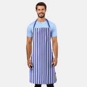 Blue And White Stripe Pattern Apron Schort (Gedragen)