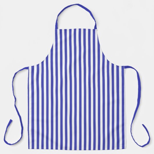 Blue And White Stripe Pattern Apron Schort (Voorkant)