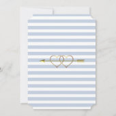 Blue and White Striped Gold Wedding Invitations Kaart (Achterkant)