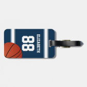 Blue and White Stripes Basketball Jersey Bagagelabel (Achterkant horizontaal)