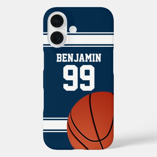 Blue and White Stripes Basketball Jersey Case-Mate iPhone Case (Achterkant)