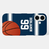 Blue and White Stripes Basketball Jersey Case-Mate iPhone Case (Achterkant (horizontaal))