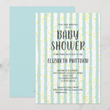 Blue and White Stripes Boy Baby shower Invitation