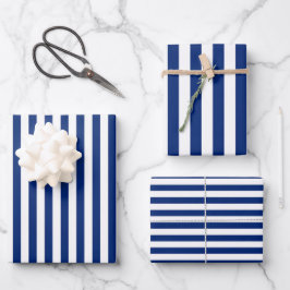 Blue and White Stripes Inpakpapier Vel