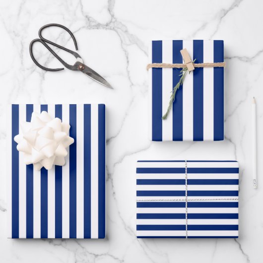 Blue and White Stripes Inpakpapier Vel (Voorkant)
