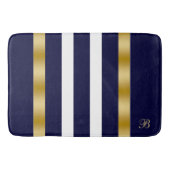 Blue and white stripes pattern gold accents badmat (Voorkant)