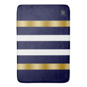 Blue and white stripes pattern gold accents badmat (Voorkant Verticaal)