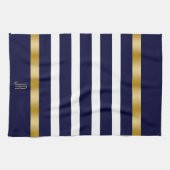 Blue and white stripes pattern gold accents theedoek (Horizontaal)