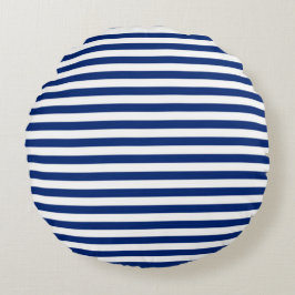 Blue and White Stripes Rond Kussen