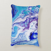 Blue and White Swirls Cushion – Unique Design Accent Kussen (Achterkant (Verticaal))