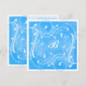 Blue and White Swirls Wedding Invitation Kaart (Voorkant / Achterkant)