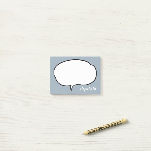 Blue and White Talk Bubble Persoonlijke naam Post-it® Notes (Op bureau)
