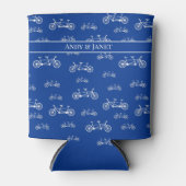 Blue and White Tandem Bike Rider Patterned Blikjeskoeler (Voorkant)