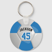 Blue and White Team Soccer ⚽ Ball Sleutelhanger (Voorkant)