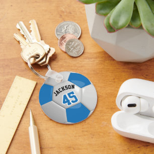 Blue and White Team Soccer ⚽ Ball Sleutelhanger