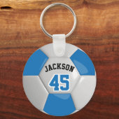 Blue and White Team Soccer ⚽ Ball Sleutelhanger (Voorkant)