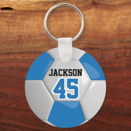 Blue and White Team Soccer ⚽ Ball Sleutelhanger (Achterkant)
