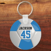 Blue and White Team Soccer ⚽ Ball Sleutelhanger (Voorkant)