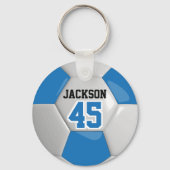 Blue and White Team Soccer ⚽ Ball Sleutelhanger (Achterkant)