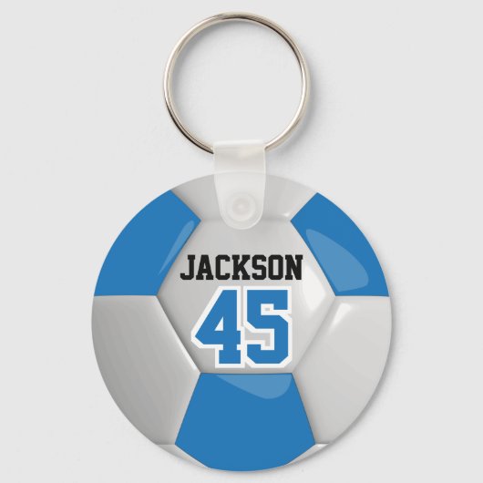 Blue and White Team Soccer ⚽ Ball Sleutelhanger (Achterkant)