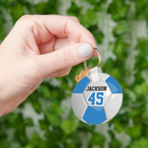 Blue and White Team Soccer ⚽ Ball Sleutelhanger