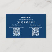 Blue and White - Thank You with Review Prompt Visitekaartje (Achterkant)