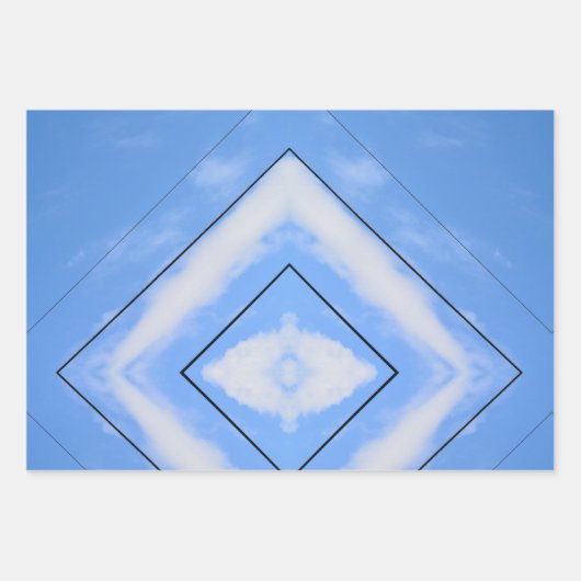 Blue and White Tie Dye Boho Chic Inpakpapier Vel (Voorkant 2)