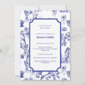 Blue and White Toile de Jouy Invitation Kaart (Voorkant)