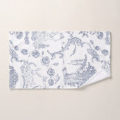 Blue and White Toile Rabbit Bunny Wonderland Handdoek (Handdoek)