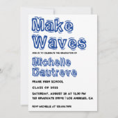 Blue and White Typography Graduation Party Kaart (Voorkant)