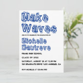 Blue and White Typography Graduation Party Kaart (Staand voorkant)