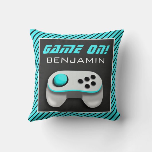 Blue and White Video Game Controller Kinder Room Kussen (Achterkant)