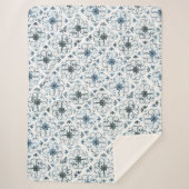 Blue and White Waterverf Moroccan Tegel Pattern Sherpa Deken (Voorkant)