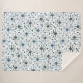Blue and White Waterverf Moroccan Tegel Pattern Sherpa Deken (Voorkant (horizontaal))