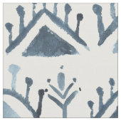 Blue and White Waterverf Moroccan Tegel Pattern Stof (Close Up)