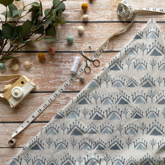 Blue and White Waterverf Moroccan Tegel Pattern Stof