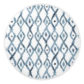 Blue and White Waterverf Moroccan Tile Pattern Keramische Knop (Voorkant)