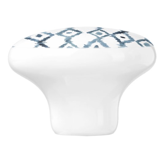 Blue and White Waterverf Moroccan Tile Pattern Keramische Knop (Zijkant)