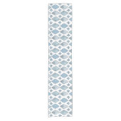 Blue and White Waterverf Moroccan Tile Pattern Korte Tafelloper (Voorkant)