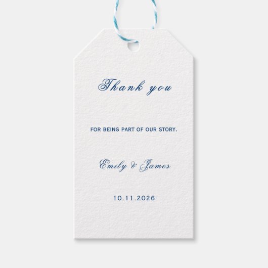 Blue and White Wedding Cadeaulabel (Voorkant)